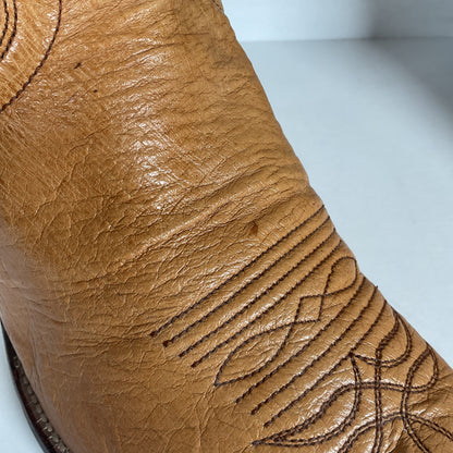 Vintage Justin Smooth Ostrich Cowboy Boots | USA Made | Butterscotch | 8 EE