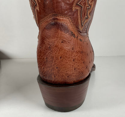 Lucchese 2000 Full Quill Ostrich Cowboy Boots | Barnwood | Exotic | Men’s 11 D