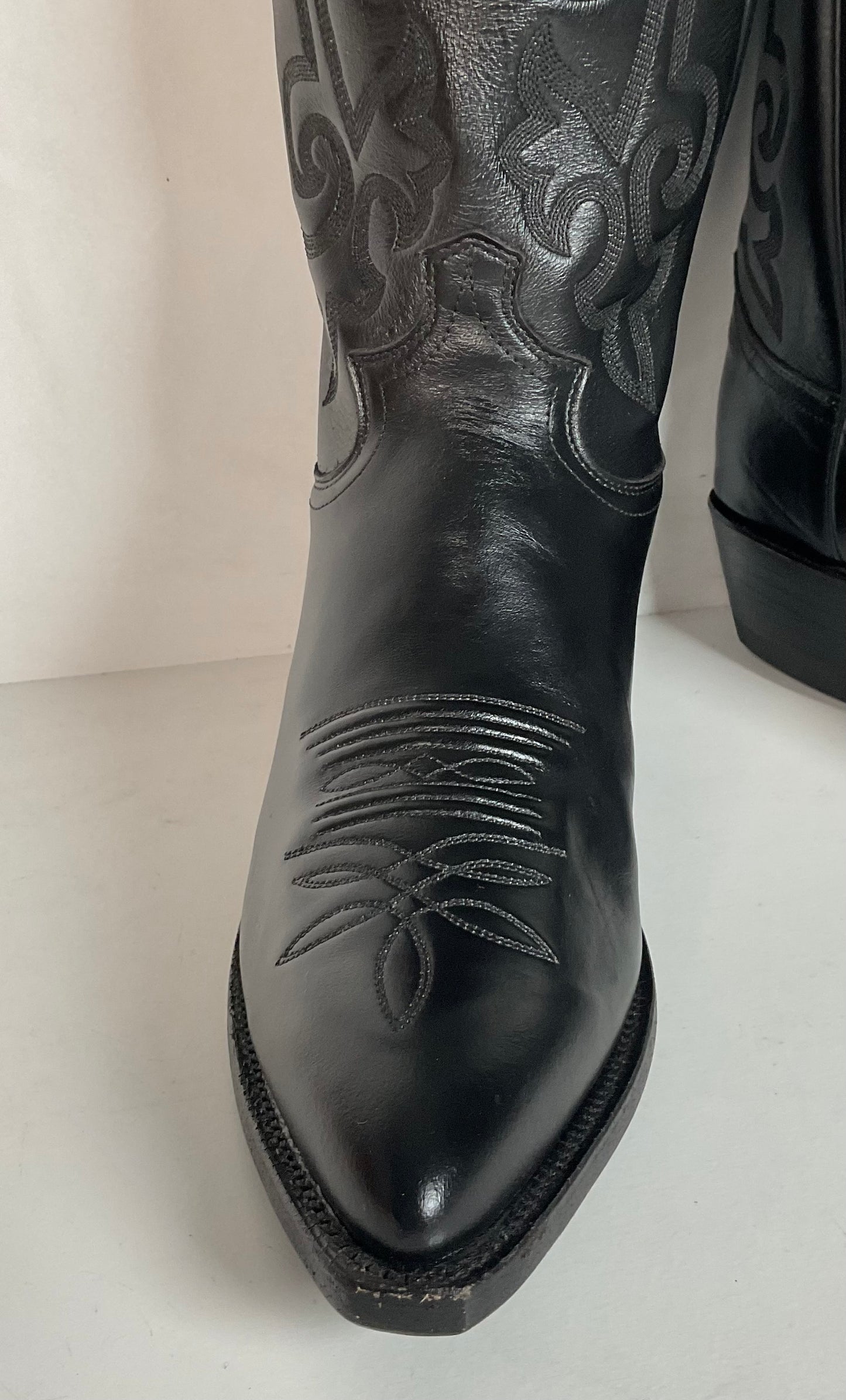 Justin Corona Top Leather Cowboy Boots 9.5 B USA Style 1434 Classic Black