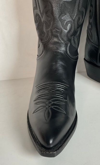 Justin Corona Top Leather Cowboy Boots 9.5 B USA Style 1434 Classic Black