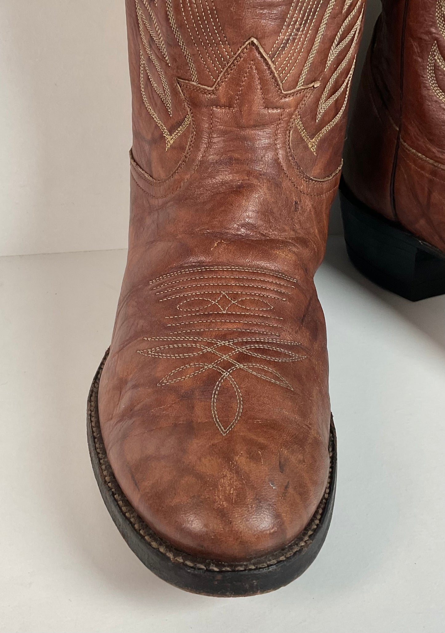 Vintage Tony Lama Buckaroo Boots | Chocolate Cow | Gold Label | 1970s | 11 D