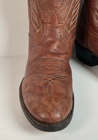 Vintage Tony Lama Buckaroo Boots | Chocolate Cow | Gold Label | 1970s | 11 D