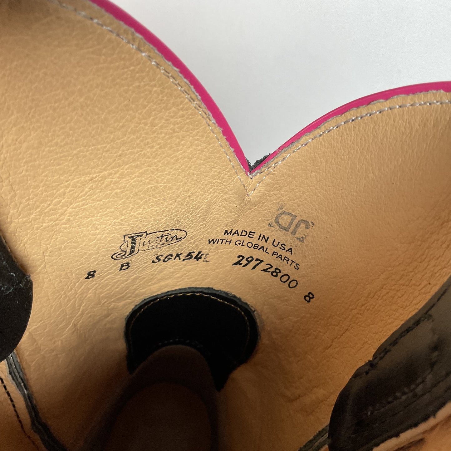 Justin Breast Cancer Awareness Cowgirl Boots | USA Made | Square Toe | 8 B