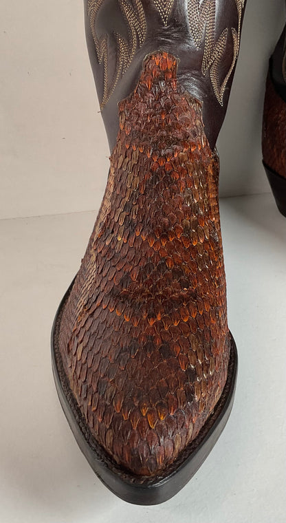 Dan Post For Code West Diamondback Rattlesnake Cowboy Boots 12 M USA Made