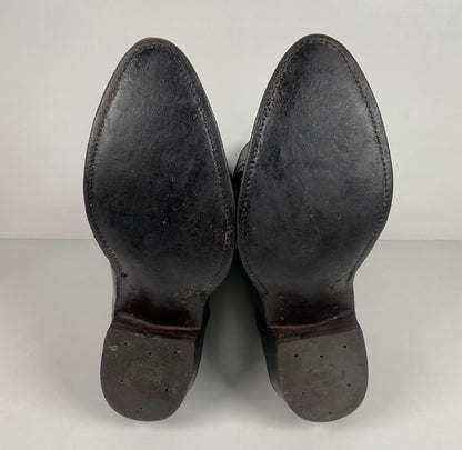 Vintage Nocona Cowboy Boots | Glossy Black Veal | USA Made | Men’s 9.5 EE