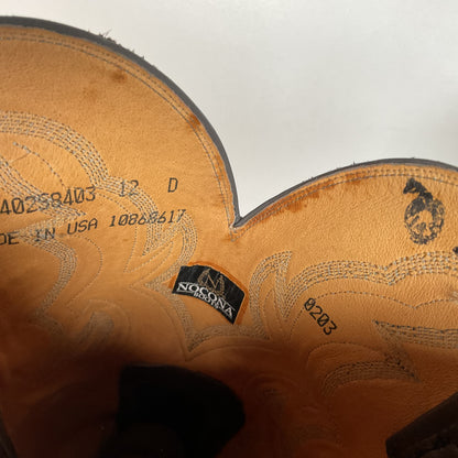 Vintage Nocona Bull Shoulder Cowboy Boots | USA Made | Grey | Men’s 12 D