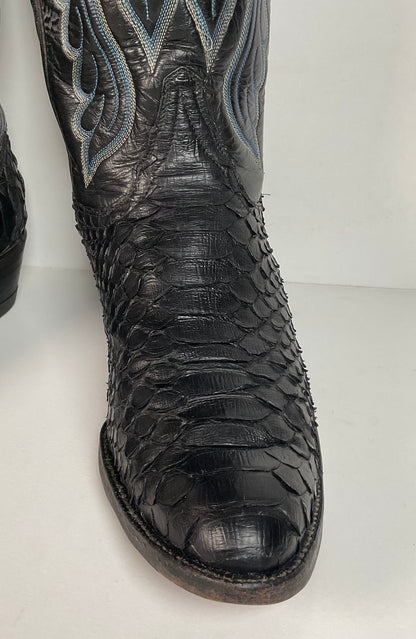 Vintage Tony Lama Boa Snakeskin Cowboy Boots | Gold Label | Men’s 9 D