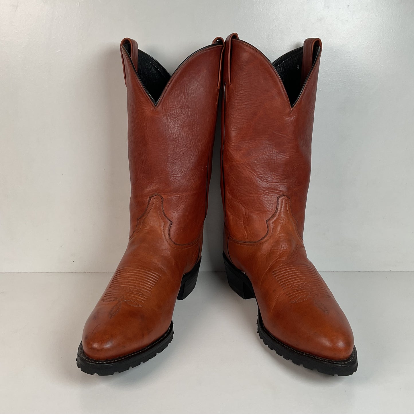 Tony Lama Classic Brown Cowboy Boots | Vibram Lug | 12 D