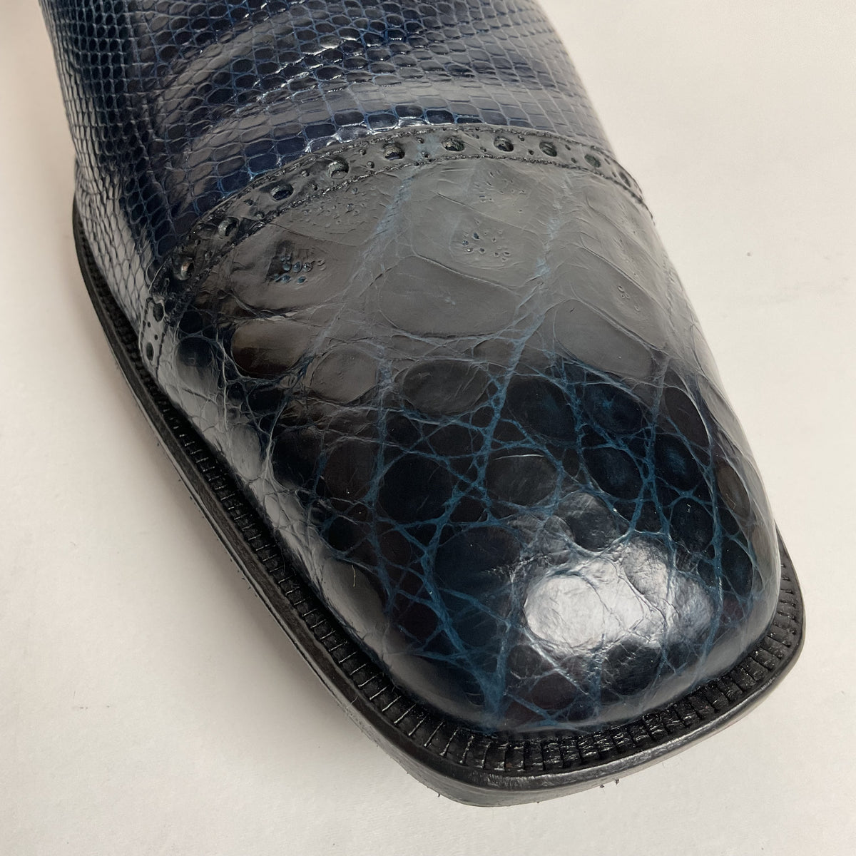 David Eden Exotic Derby Shoes | Navy Blue Crocodile & Teju Lizard | Men’s 13