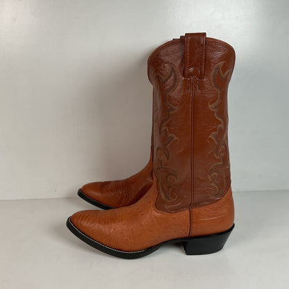 Vintage Nocona Exotic Smooth Ostrich Cowboy Boots Men’s 10.5 C Peanut Brittle