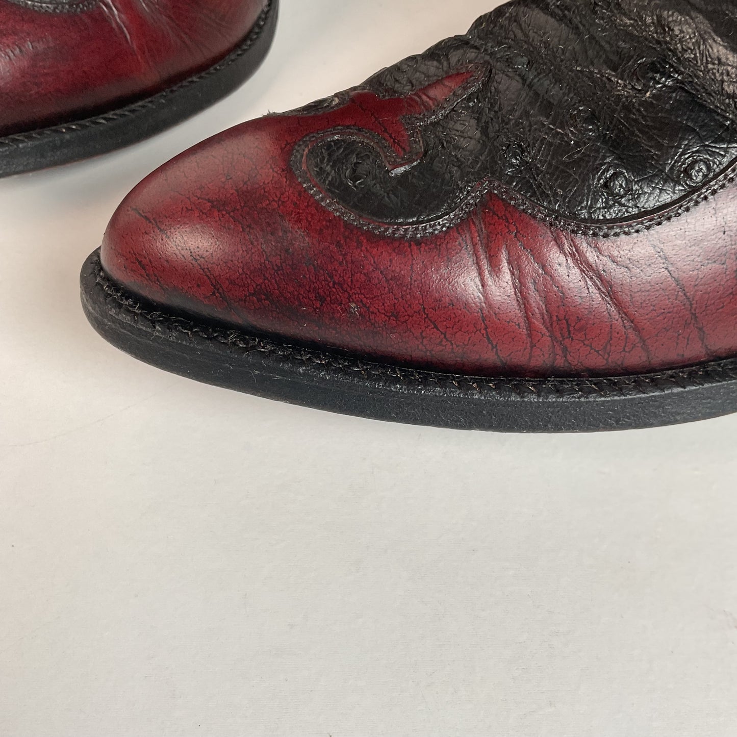 Lucchese San Antonio Black Cherry Ostrich Cowboy Boots Men’s 7.5 | Women’s 8.5