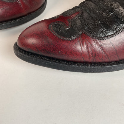 Lucchese San Antonio Black Cherry Ostrich Cowboy Boots Men’s 7.5 | Women’s 8.5