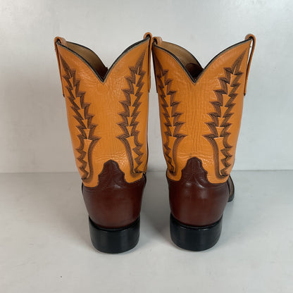 Anderson Bean Leather Roper Western Boots 9 D Mango Yellow USA Recraft