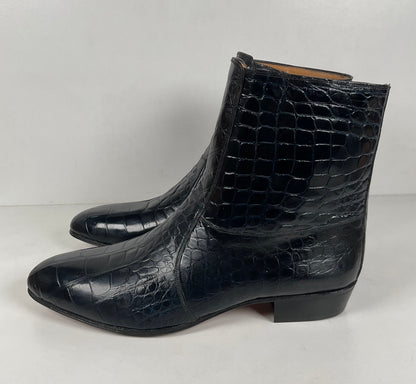 Mezlan for Avventura | Chelsea Zipper Boots | Dark Blue Crocodile | Men’s 10.5