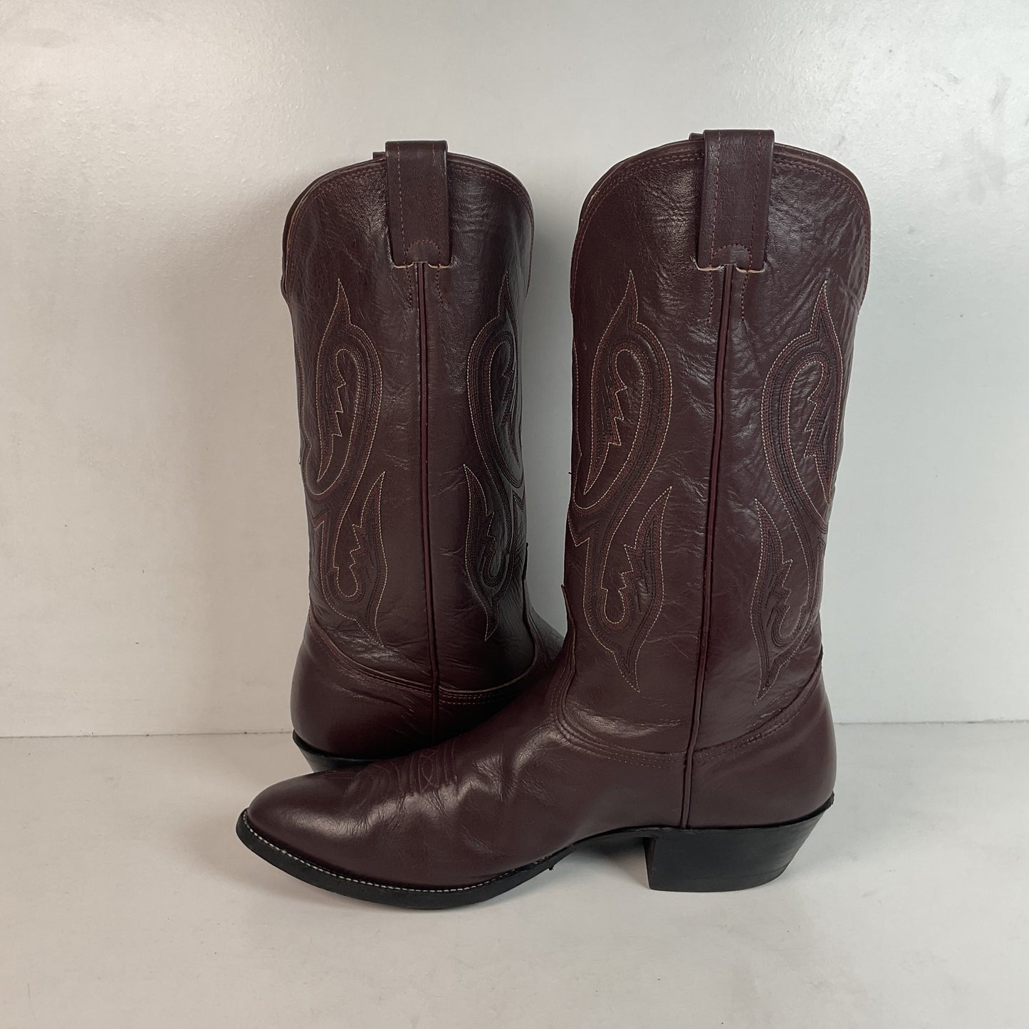 Vintage Nocona Burgundy Boar Cowboy Boots 10.5 D USA Made Wild Pig Skin