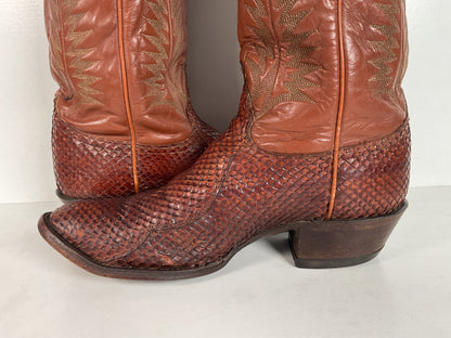 Tony Lama Anaconda Cowboy Boots | Exotic Snakeskin | Thrashed | Gold Label | 9.5
