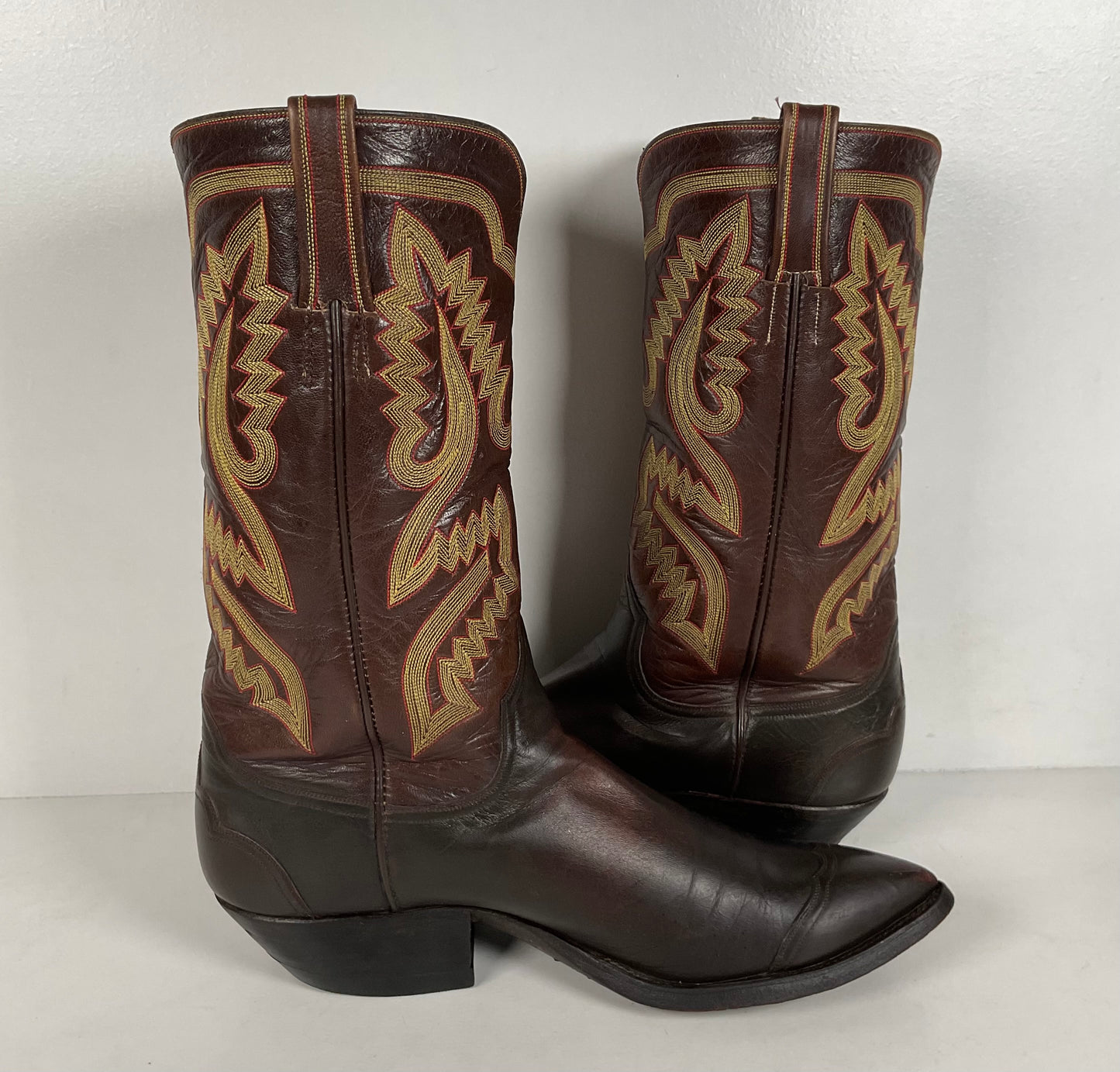 Custom Cowboy Boots | Wingtip Triad | Dark Brown Calfskin | Narrow | Men’s 9.5