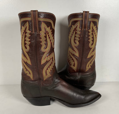 Custom Cowboy Boots | Wingtip Triad | Dark Brown Calfskin | Narrow | Men’s 9.5