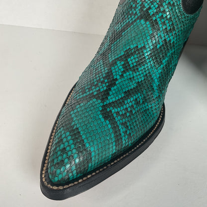 Python Snakeskin Cowboy Boots | Front Cut | Turquoise | Men’s 7.5 | Women’s 8.5