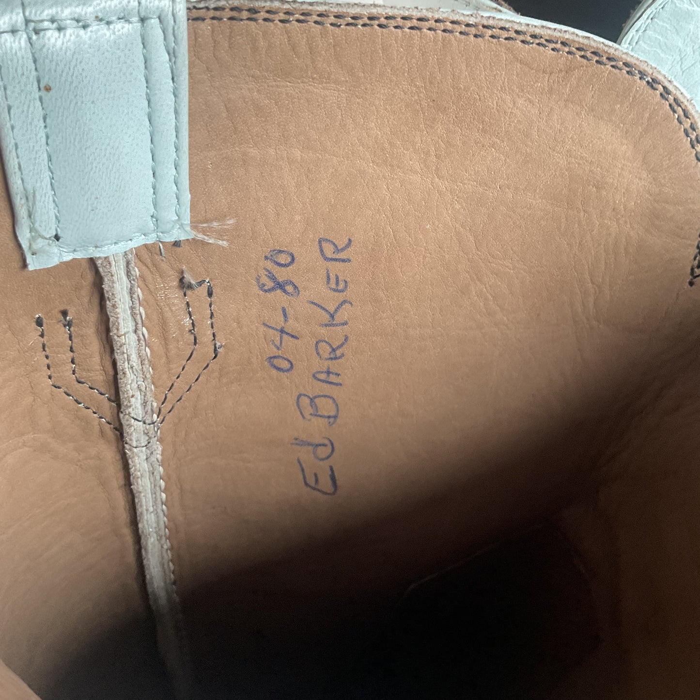 Custom Tall Top Cowboy Boots 11 Wide Shooter Style Off White