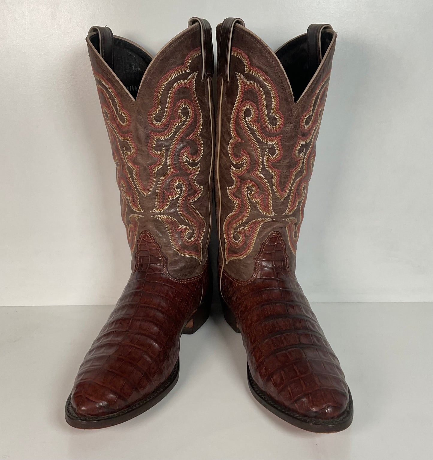 Nocona Exotic Caiman Crocodile Cowboy Boots 9 D Belly Cut USA