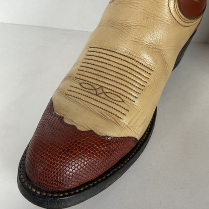 Vintage Tony Lama Urban Cowboy Boots | Lizard Wingtip | Gold Label | Men’s 9 B