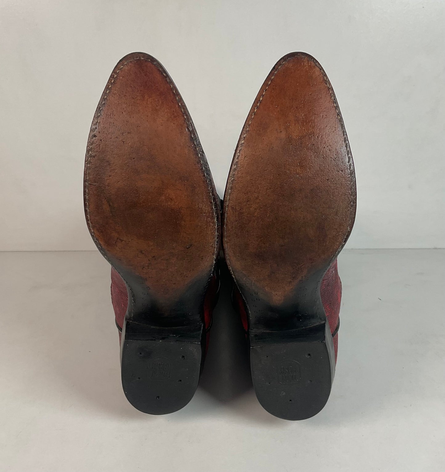 Vintage Dan Post Red Teju Lizard Cowboy Boots  9 D USA Natural Cut