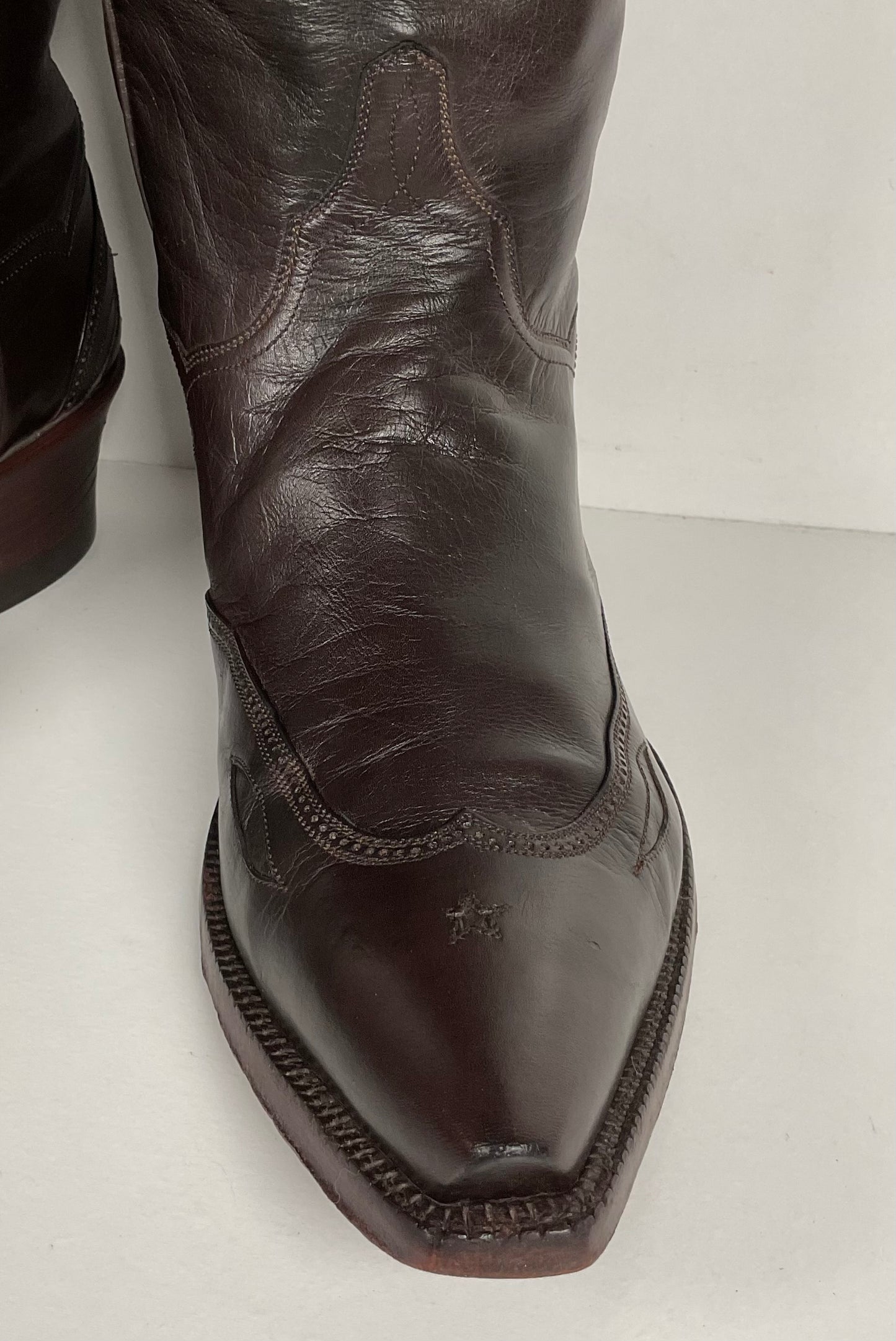 J.B. Hill for M.L. Leddy | Calfskin Cowgirl Boots | Dark Brown | Women’s 7 B