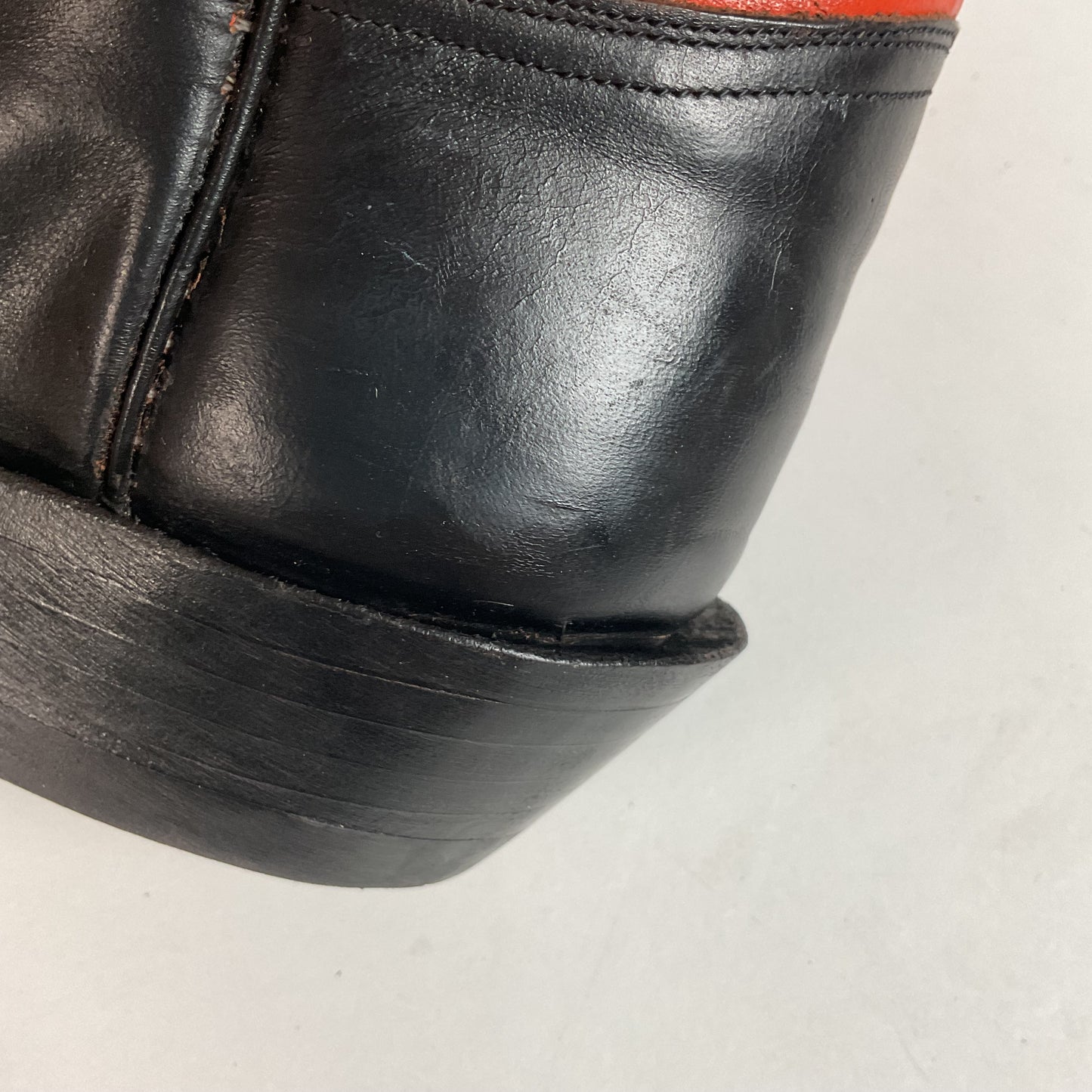 Custom Square Toe Cowboy Boots | Orange Shaft | Black Calf Vamp | Men’s 11 Wide