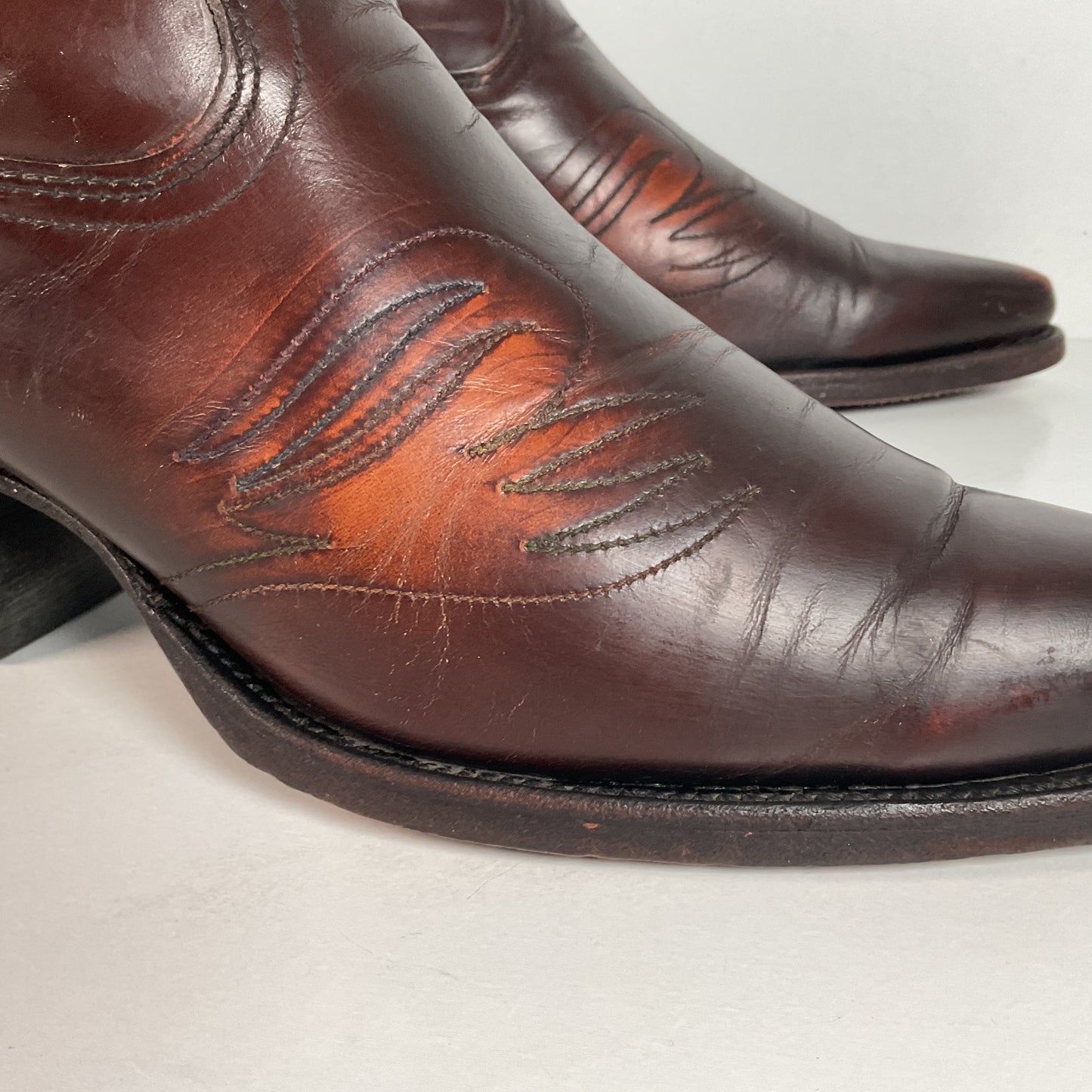 Vintage Texas Thunderbird Cowboy Boots | Rainbow Peacock | USA Made | 70s | 10 D