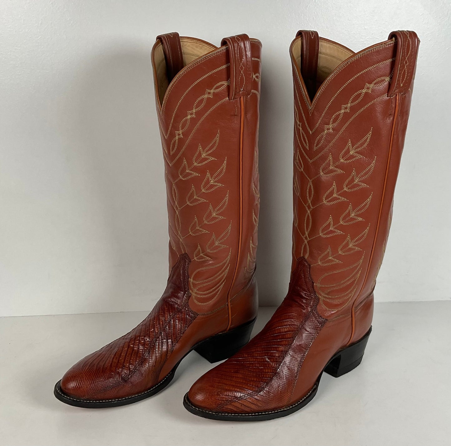 Vintage Tony Lama Teju Lizard Cowboy Boots | Gold Label | Men’s 7 B | Women’s 8