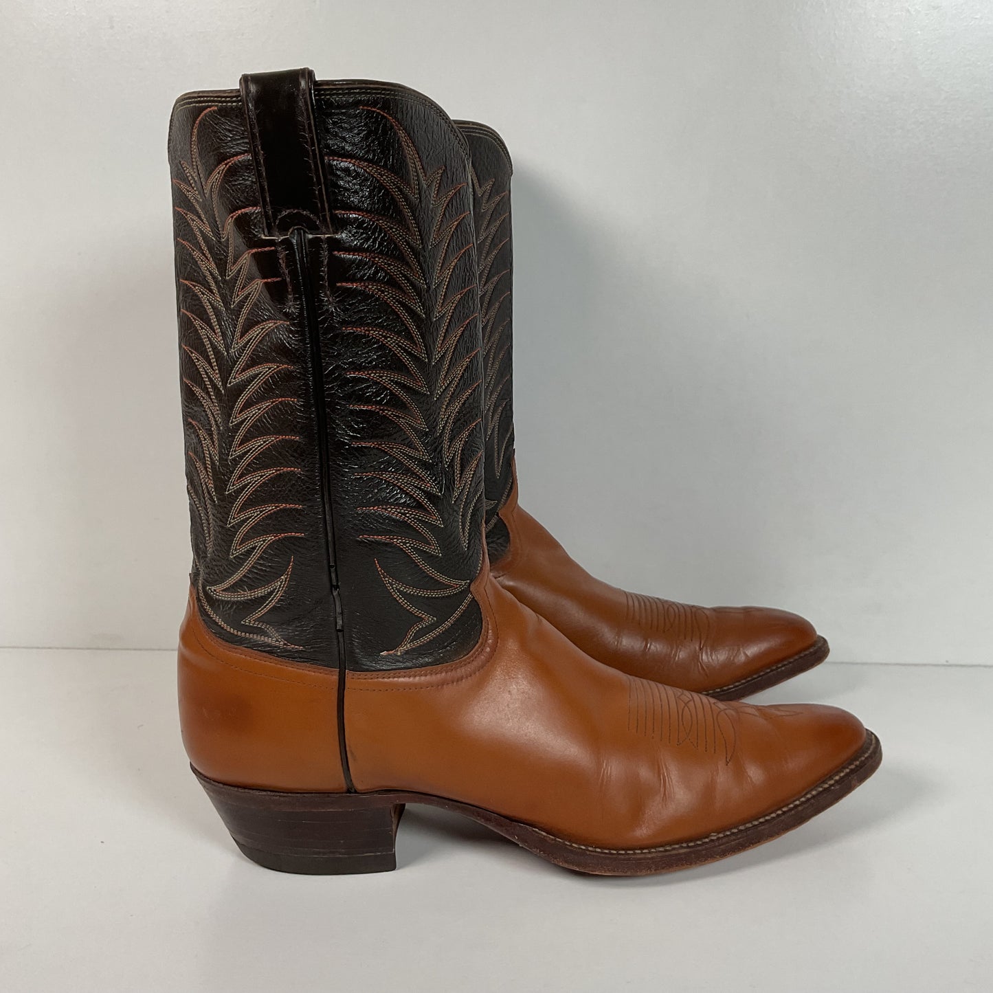 Vintage 1970s Justin Cowboy Boots 13 A Calfskin USA Made