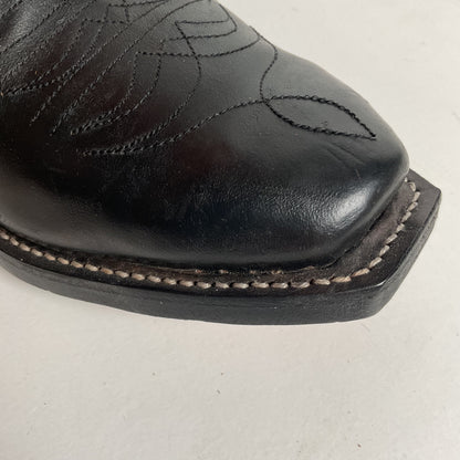 Custom Square Toe Cowboy Boots | Orange Shaft | Black Calf Vamp | Men’s 11 Wide