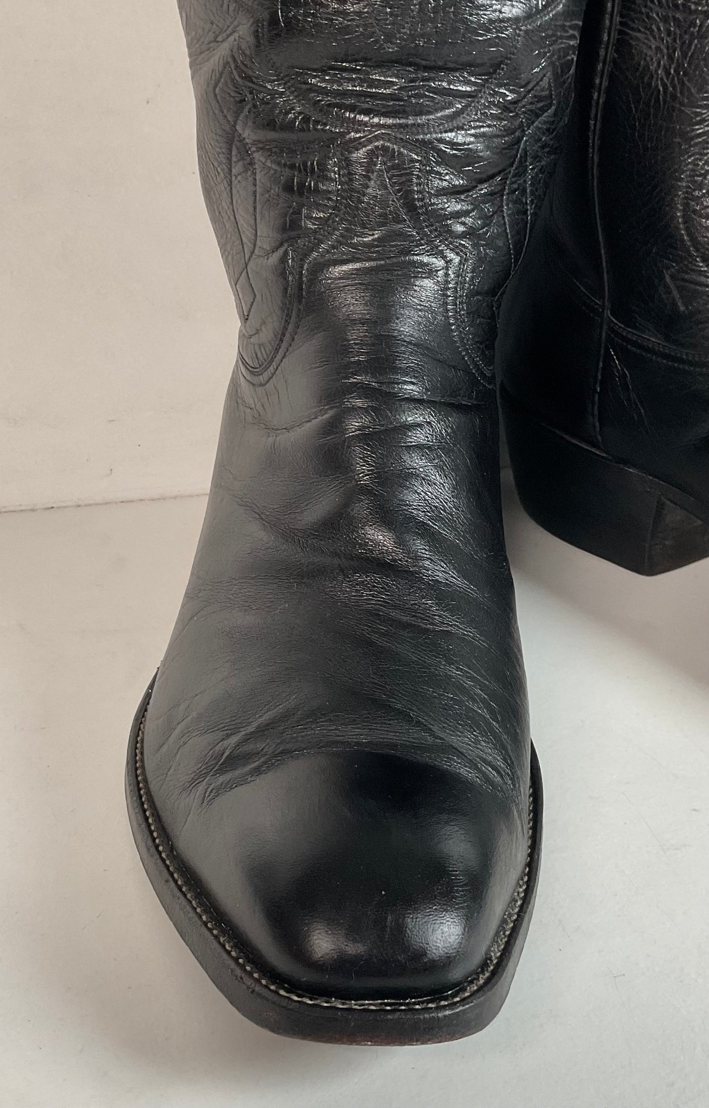 Wheeler Boot Company Cowboy Boots 10 Wide Black Calf Custom