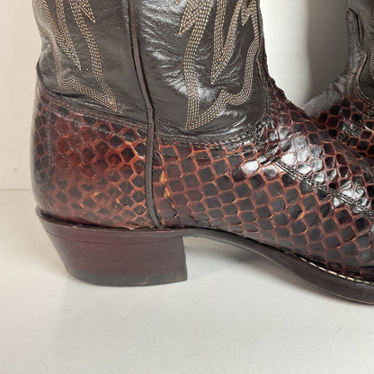 Vintage Texas Imperial Cowboy Boots 9.5 D Python Snakeskin Back Cut