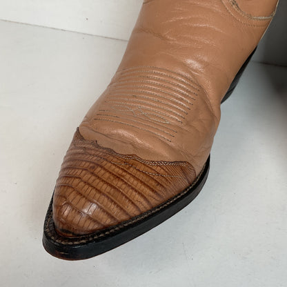 Vintage Tony Lama Gold Label Cowboy Boots 9.5 D Lizard Wingtip USA Made