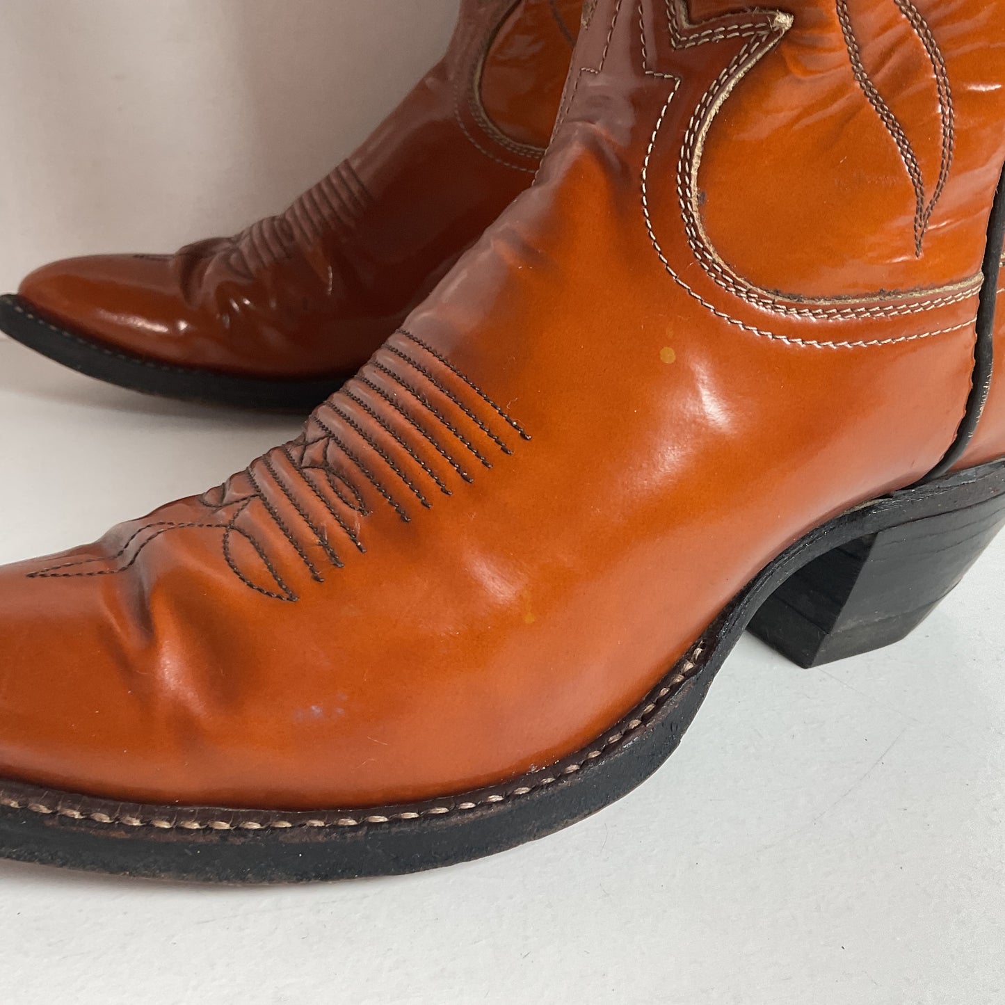 Vintage Tony Lama Patent Leather Cowgirl Boots Men’s 6 | Women’s 7 Gold Label