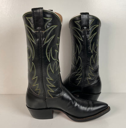Vintage Nocona Cowboy Boots | 1970s | Black Calf | Men’s 7.5 D