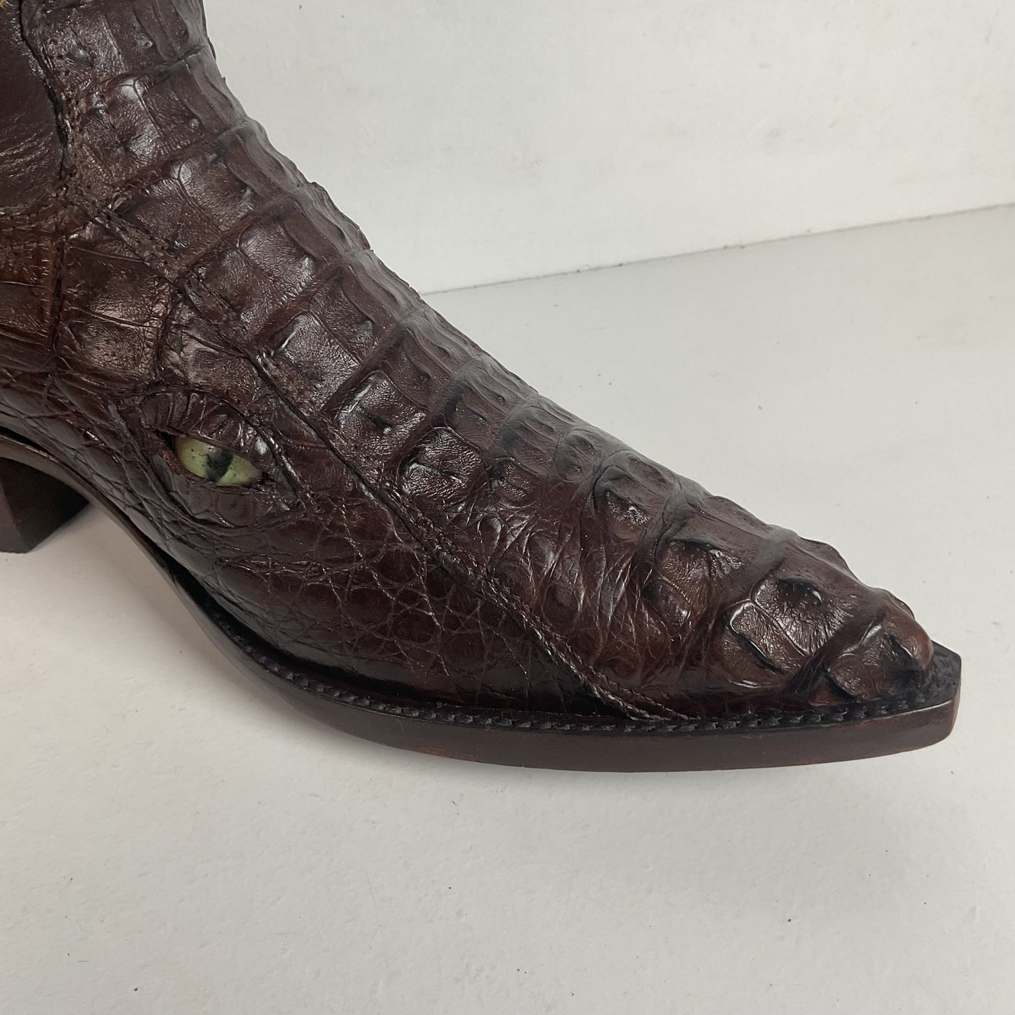 Custom Caiman Crocodile Cowboy Boots Men’s 8.5 Exotic Head Cut