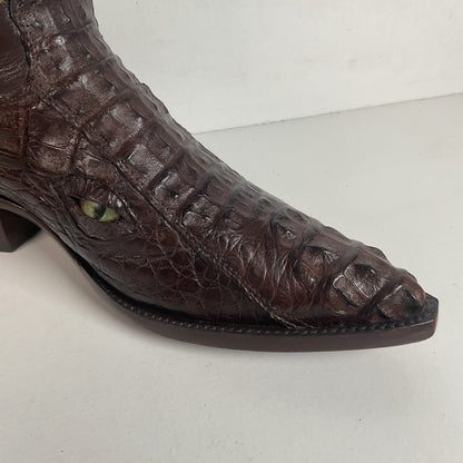Custom Caiman Crocodile Cowboy Boots Men’s 8.5 Exotic Head Cut