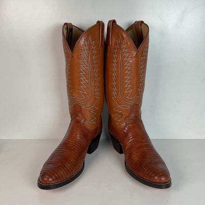 Vintage Dan Post Peanut Brittle Lizard Cowboy Boots 8 D Old Label
