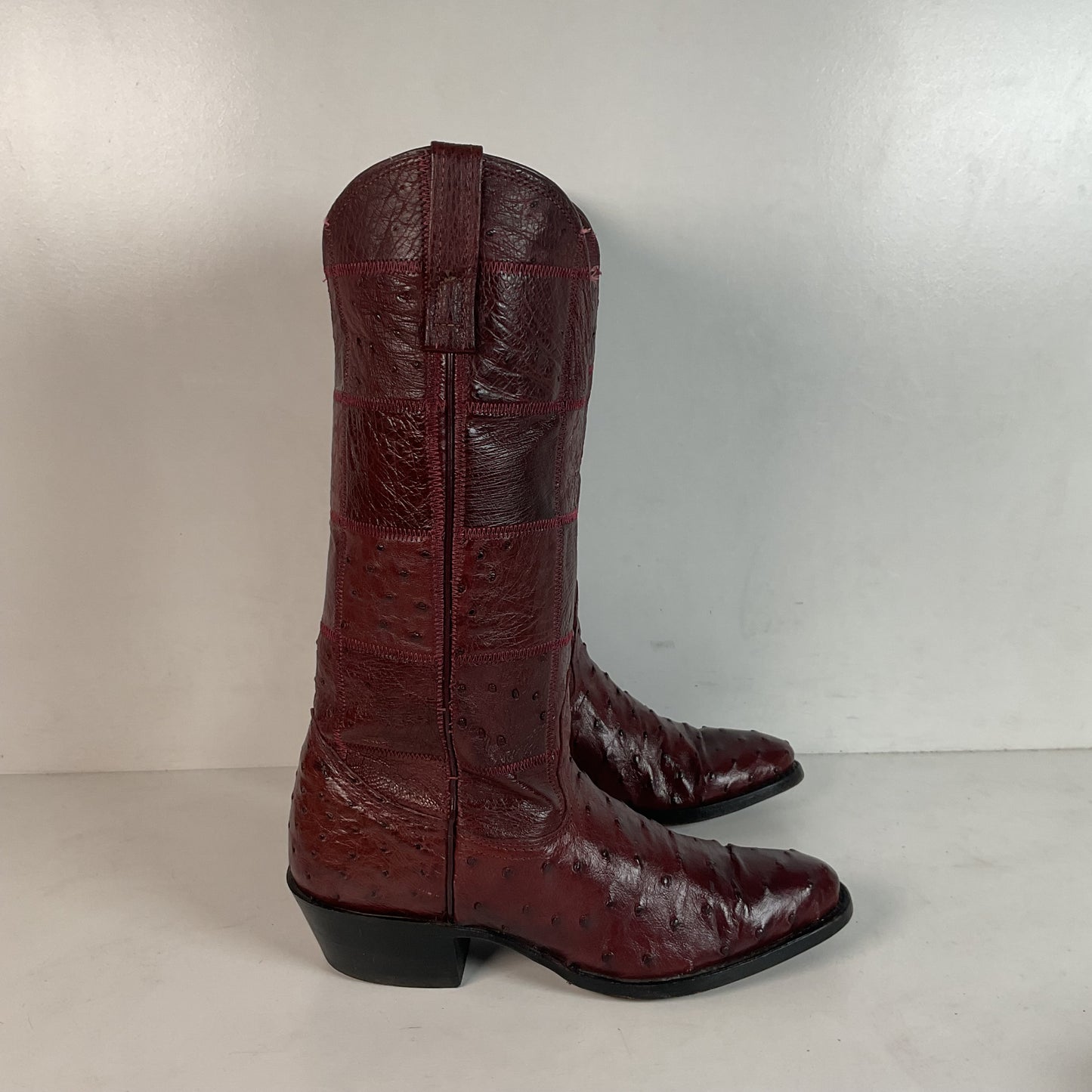 Vintage Nocona Exotic Ostrich Quill Cowgirl Boots 5 C Quilted Patchwork USA