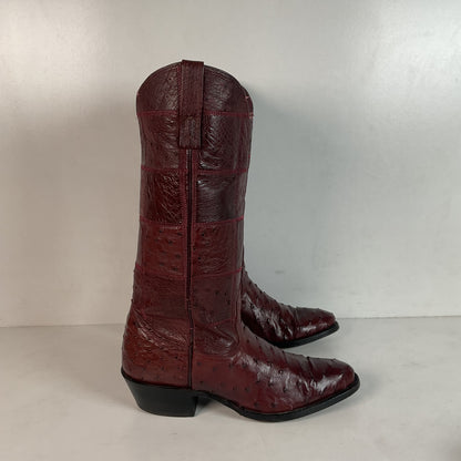 Vintage Nocona Exotic Ostrich Quill Cowgirl Boots 5 C Quilted Patchwork USA
