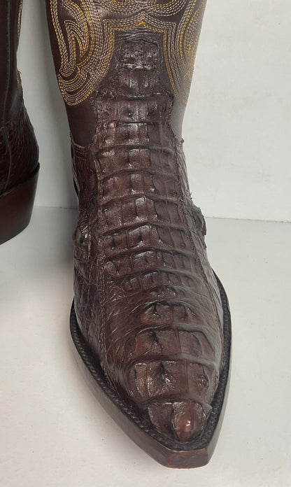 Custom Caiman Crocodile Cowboy Boots Men’s 8.5 Exotic Head Cut