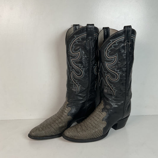 Vintage Larry Mahan Hornback Lizard Cowboy Boots 9.5 D Triad Thrashed HBL