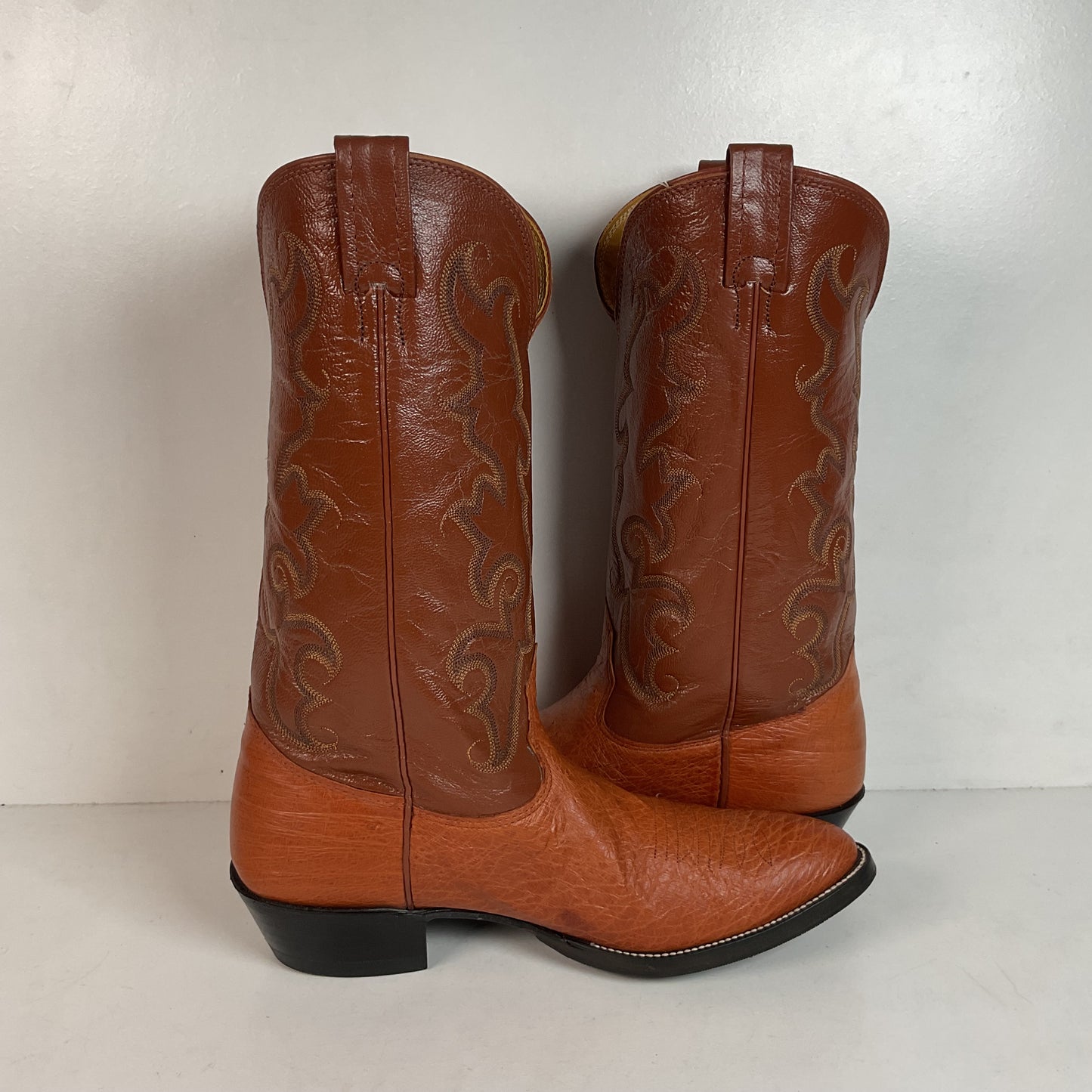 Vintage Nocona Exotic Smooth Ostrich Cowboy Boots Men’s 10.5 C Peanut Brittle