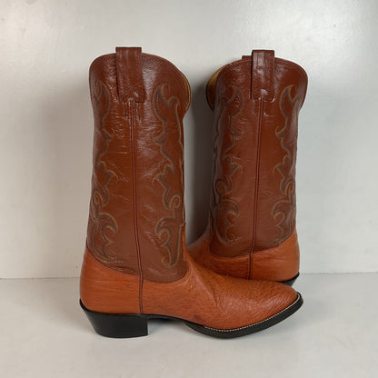 Vintage Nocona Exotic Smooth Ostrich Cowboy Boots Men’s 10.5 C Peanut Brittle