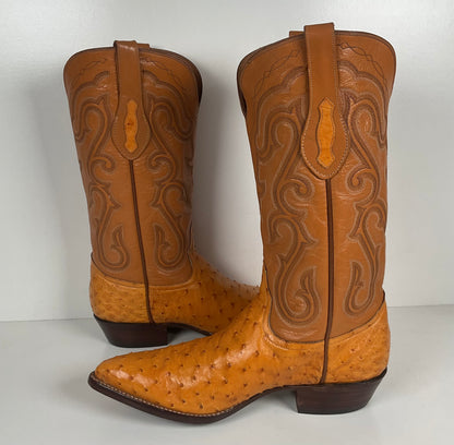 Full Quill Ostrich Cowboy Boots | Exotic | Custom | Butterscotch | Men’s 10 E