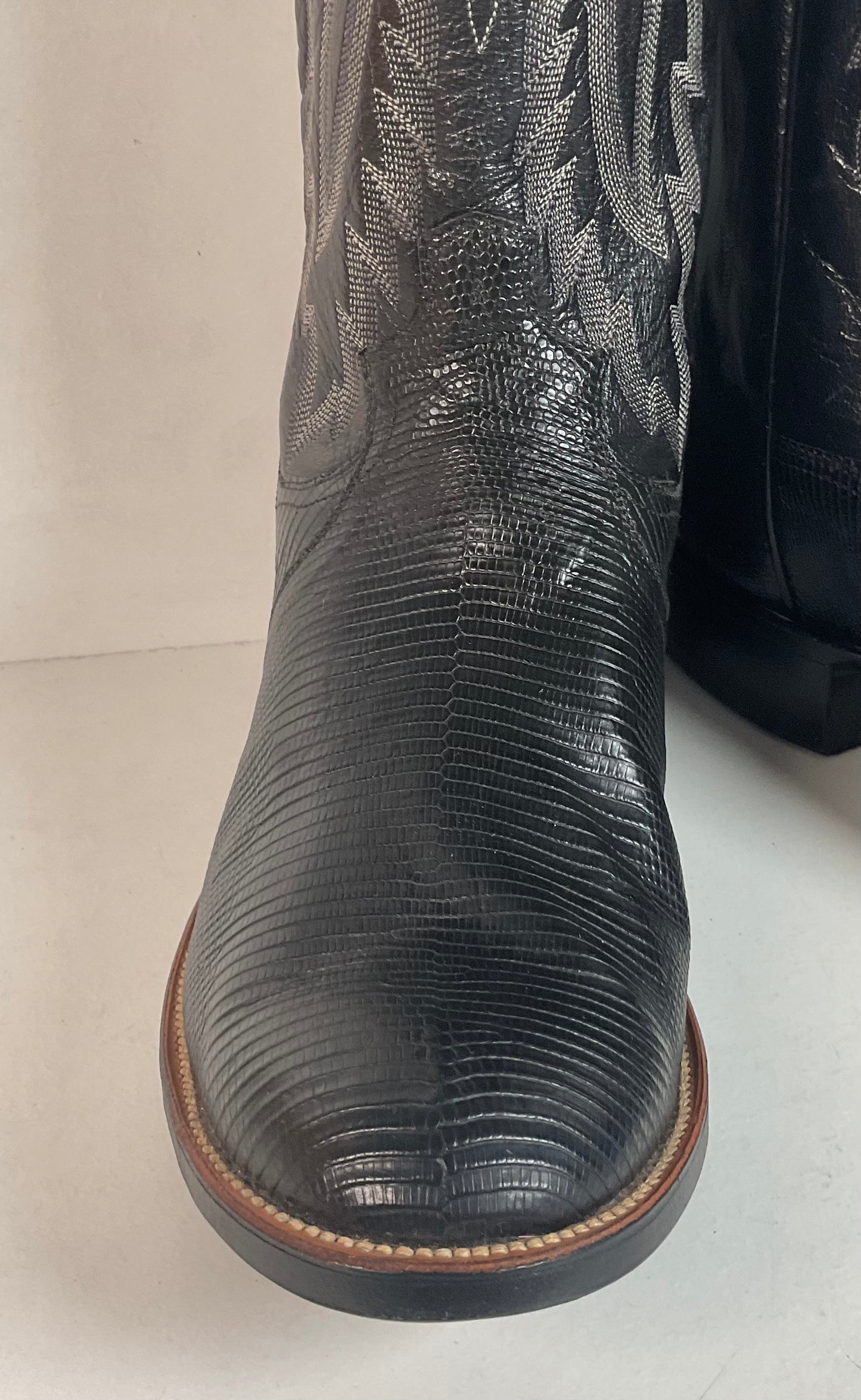 Vintage Panhandle Slim Teju Lizard Cowboy Boots 11 D Hand Crafted Original Box
