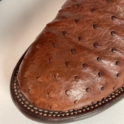 Lucchese 2000 Ostrich Quill Cowboy Boots | Exotic | Tooled Inlay | Men’s 8.5 D